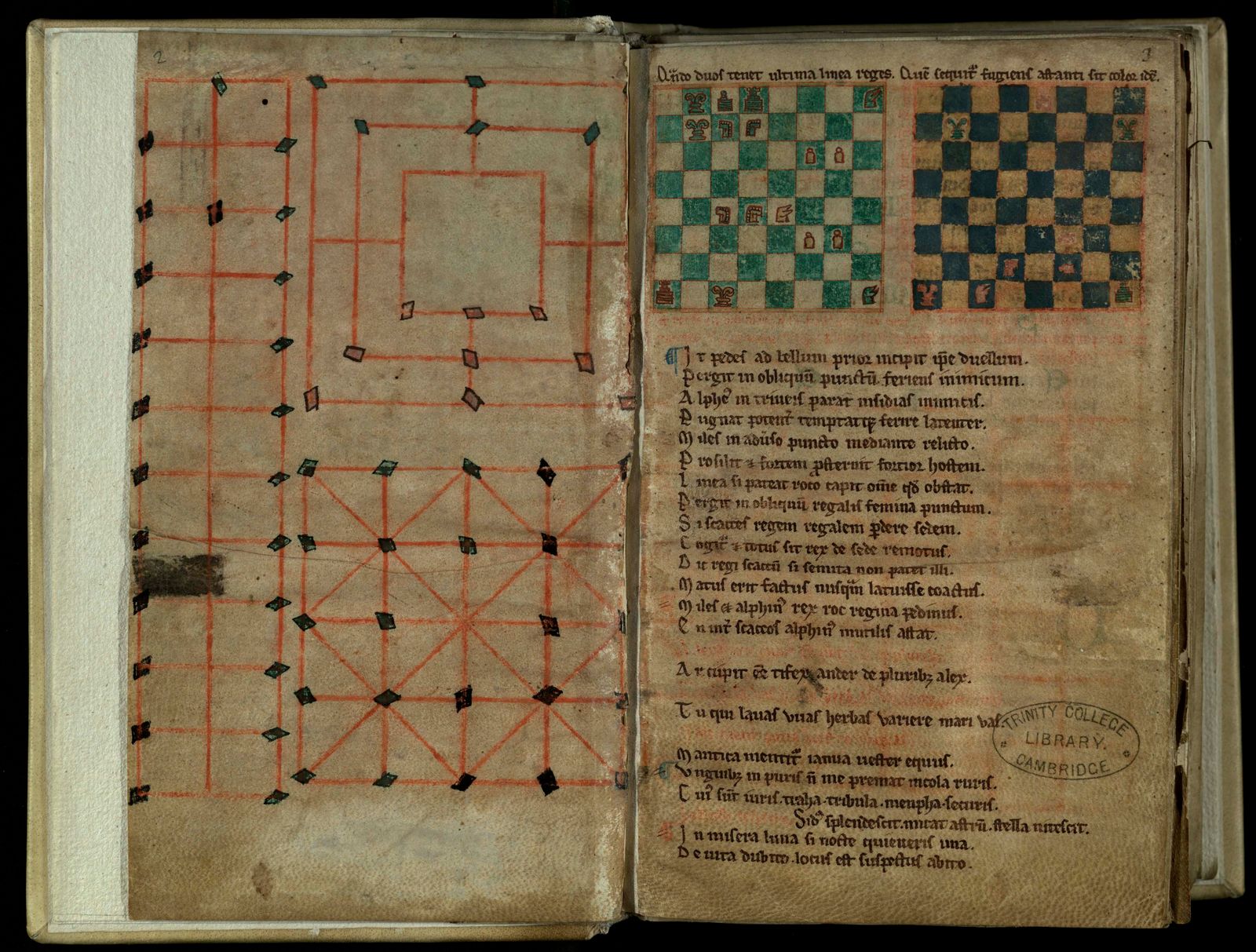 Page from a manuscript with a Nine Men’s Morris board on it.