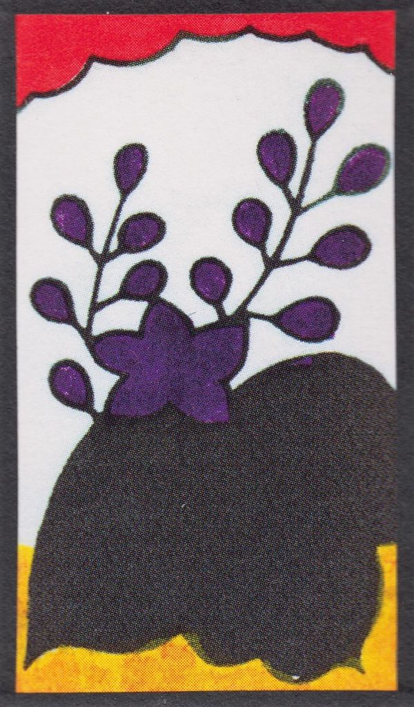 A Hanafuda card depicting Paulownia with a red cloud at the top of it.